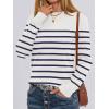 imageANRABESS Sweaters for Women Long Sleeve Lightweight Crewneck Soft Basic Knit Loose Fit Pullover Top 2025 Fall Trendy OutfitsWhite Navy Blue