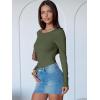 imageANRABESS Women Long Sleeve Crew Neck Bodysuits Top 2025 Fall Slim Fit Ribbed Knit Soft Basic Tee ShirtsArmy Green