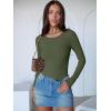 imageANRABESS Women Long Sleeve Crew Neck Bodysuits Top 2025 Fall Slim Fit Ribbed Knit Soft Basic Tee ShirtsArmy Green