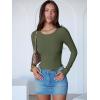 imageANRABESS Women Long Sleeve Crew Neck Bodysuits Top 2025 Fall Slim Fit Ribbed Knit Soft Basic Tee ShirtsArmy Green