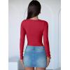 imageANRABESS Women Long Sleeve Crew Neck Bodysuits Top 2025 Fall Slim Fit Ribbed Knit Soft Basic Tee ShirtsBright Red