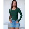 imageANRABESS Women Long Sleeve Crew Neck Bodysuits Top 2025 Fall Slim Fit Ribbed Knit Soft Basic Tee ShirtsDeep Green