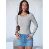 imageANRABESS Women Long Sleeve Crew Neck Bodysuits Top 2025 Fall Slim Fit Ribbed Knit Soft Basic Tee ShirtsGrey