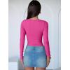 imageANRABESS Women Long Sleeve Crew Neck Bodysuits Top 2025 Fall Slim Fit Ribbed Knit Soft Basic Tee ShirtsHot Pink