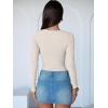 imageANRABESS Women Long Sleeve Crew Neck Bodysuits Top 2025 Fall Slim Fit Ribbed Knit Soft Basic Tee ShirtsLight Apricot