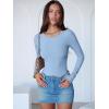 imageANRABESS Women Long Sleeve Crew Neck Bodysuits Top 2025 Fall Slim Fit Ribbed Knit Soft Basic Tee ShirtsLight Blue