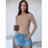 imageANRABESS Women Long Sleeve Crew Neck Bodysuits Top 2025 Fall Slim Fit Ribbed Knit Soft Basic Tee ShirtsLight Camel