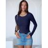 imageANRABESS Women Long Sleeve Crew Neck Bodysuits Top 2025 Fall Slim Fit Ribbed Knit Soft Basic Tee ShirtsNavy Blue