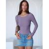 imageANRABESS Women Long Sleeve Crew Neck Bodysuits Top 2025 Fall Slim Fit Ribbed Knit Soft Basic Tee ShirtsPurple