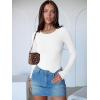 imageANRABESS Women Long Sleeve Crew Neck Bodysuits Top 2025 Fall Slim Fit Ribbed Knit Soft Basic Tee ShirtsWhite