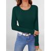 imageANRABESS Women Long Sleeve Shirts Builtin Bra Crewneck Rib Knit Slim Fit Basic Tee Tops 2025 Fall Casual TShirt Base LayerDeep Green