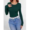 imageANRABESS Women Long Sleeve Shirts Builtin Bra Crewneck Rib Knit Slim Fit Basic Tee Tops 2025 Fall Casual TShirt Base LayerDeep Green