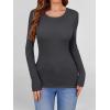 imageANRABESS Women Long Sleeve Shirts Builtin Bra Crewneck Rib Knit Slim Fit Basic Tee Tops 2025 Fall Casual TShirt Base LayerDeep Grey