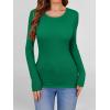 imageANRABESS Women Long Sleeve Shirts Builtin Bra Crewneck Rib Knit Slim Fit Basic Tee Tops 2025 Fall Casual TShirt Base LayerGreen