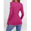 imageANRABESS Women Long Sleeve Shirts Builtin Bra Crewneck Rib Knit Slim Fit Basic Tee Tops 2025 Fall Casual TShirt Base LayerHot Pink