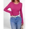 imageANRABESS Women Long Sleeve Shirts Builtin Bra Crewneck Rib Knit Slim Fit Basic Tee Tops 2025 Fall Casual TShirt Base LayerHot Pink