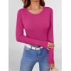 imageANRABESS Women Long Sleeve Shirts Builtin Bra Crewneck Rib Knit Slim Fit Basic Tee Tops 2025 Fall Casual TShirt Base LayerHot Pink
