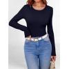 imageANRABESS Women Long Sleeve Shirts Builtin Bra Crewneck Rib Knit Slim Fit Basic Tee Tops 2025 Fall Casual TShirt Base LayerNavy Blue