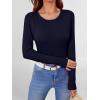 imageANRABESS Women Long Sleeve Shirts Builtin Bra Crewneck Rib Knit Slim Fit Basic Tee Tops 2025 Fall Casual TShirt Base LayerNavy Blue