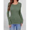 imageANRABESS Women Long Sleeve Shirts Builtin Bra Crewneck Rib Knit Slim Fit Basic Tee Tops 2025 Fall Casual TShirt Base LayerSage Green