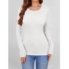 imageANRABESS Women Long Sleeve Shirts Builtin Bra Crewneck Rib Knit Slim Fit Basic Tee Tops 2025 Fall Casual TShirt Base LayerWhite