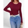imageANRABESS Women Long Sleeve Shirts Builtin Bra Crewneck Rib Knit Slim Fit Basic Tee Tops 2025 Fall Casual TShirt Base LayerWine Red