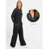 imageANRABESS Womens 2 Piece Outfits 2025 Fall Crochet Knit Half Zip Sweater Top Wide Leg Pant Travel Matching Sets Lounge ClothesBlack
