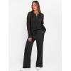 imageANRABESS Womens 2 Piece Outfits 2025 Fall Crochet Knit Half Zip Sweater Top Wide Leg Pant Travel Matching Sets Lounge ClothesBlack