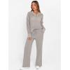 imageANRABESS Womens 2 Piece Outfits 2025 Fall Crochet Knit Half Zip Sweater Top Wide Leg Pant Travel Matching Sets Lounge ClothesLight Khaki