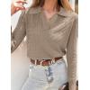 imageANRABESS Womens Cable Knit Sweaters Long Sleeve V Neck Sweater Tops Casual Pullover Polo Shirts 2025 Fall Fashion OutfitsBright Tan