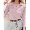 imageANRABESS Womens Cable Knit Sweaters Long Sleeve V Neck Sweater Tops Casual Pullover Polo Shirts 2025 Fall Fashion OutfitsPink