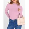 imageANRABESS Womens Lettuce Trim Mock Neck Long Sleeve Tops 2025 Casual Dressy Ribbed Knit Slim Fit Tee Shirt Fall Layer OutfitsBright Pink