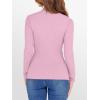 imageANRABESS Womens Lettuce Trim Mock Neck Long Sleeve Tops 2025 Casual Dressy Ribbed Knit Slim Fit Tee Shirt Fall Layer OutfitsBright Pink