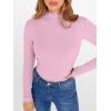 imageANRABESS Womens Lettuce Trim Mock Neck Long Sleeve Tops 2025 Casual Dressy Ribbed Knit Slim Fit Tee Shirt Fall Layer OutfitsBright Pink
