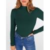 imageANRABESS Womens Lettuce Trim Mock Neck Long Sleeve Tops 2025 Casual Dressy Ribbed Knit Slim Fit Tee Shirt Fall Layer OutfitsDeep Green