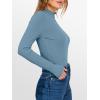 imageANRABESS Womens Lettuce Trim Mock Neck Long Sleeve Tops 2025 Casual Dressy Ribbed Knit Slim Fit Tee Shirt Fall Layer OutfitsGrey Blue
