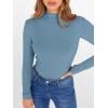 imageANRABESS Womens Lettuce Trim Mock Neck Long Sleeve Tops 2025 Casual Dressy Ribbed Knit Slim Fit Tee Shirt Fall Layer OutfitsGrey Blue