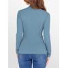 imageANRABESS Womens Lettuce Trim Mock Neck Long Sleeve Tops 2025 Casual Dressy Ribbed Knit Slim Fit Tee Shirt Fall Layer OutfitsGrey Blue