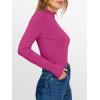 imageANRABESS Womens Lettuce Trim Mock Neck Long Sleeve Tops 2025 Casual Dressy Ribbed Knit Slim Fit Tee Shirt Fall Layer OutfitsHot Pink