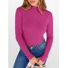 imageANRABESS Womens Lettuce Trim Mock Neck Long Sleeve Tops 2025 Casual Dressy Ribbed Knit Slim Fit Tee Shirt Fall Layer OutfitsHot Pink