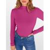 imageANRABESS Womens Lettuce Trim Mock Neck Long Sleeve Tops 2025 Casual Dressy Ribbed Knit Slim Fit Tee Shirt Fall Layer OutfitsHot Pink
