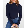 imageANRABESS Womens Lettuce Trim Mock Neck Long Sleeve Tops 2025 Casual Dressy Ribbed Knit Slim Fit Tee Shirt Fall Layer OutfitsNavy Blue