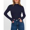 imageANRABESS Womens Lettuce Trim Mock Neck Long Sleeve Tops 2025 Casual Dressy Ribbed Knit Slim Fit Tee Shirt Fall Layer OutfitsNavy Blue