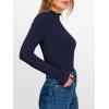 imageANRABESS Womens Lettuce Trim Mock Neck Long Sleeve Tops 2025 Casual Dressy Ribbed Knit Slim Fit Tee Shirt Fall Layer OutfitsNavy Blue
