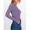 imageANRABESS Womens Lettuce Trim Mock Neck Long Sleeve Tops 2025 Casual Dressy Ribbed Knit Slim Fit Tee Shirt Fall Layer OutfitsPurple