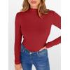 imageANRABESS Womens Lettuce Trim Mock Neck Long Sleeve Tops 2025 Casual Dressy Ribbed Knit Slim Fit Tee Shirt Fall Layer OutfitsRed