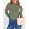 imageANRABESS Womens Lettuce Trim Mock Neck Long Sleeve Tops 2025 Casual Dressy Ribbed Knit Slim Fit Tee Shirt Fall Layer OutfitsSage Green