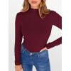 imageANRABESS Womens Lettuce Trim Mock Neck Long Sleeve Tops 2025 Casual Dressy Ribbed Knit Slim Fit Tee Shirt Fall Layer OutfitsWine Red