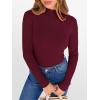 imageANRABESS Womens Lettuce Trim Mock Neck Long Sleeve Tops 2025 Casual Dressy Ribbed Knit Slim Fit Tee Shirt Fall Layer OutfitsWine Red