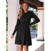 imageANRABESS Womens Long Sleeve 2025 Fall Short Dress Casual Ribbed Knit Crewneck Flowy A Line Mini Sweater Dresses with PocketsBlack
